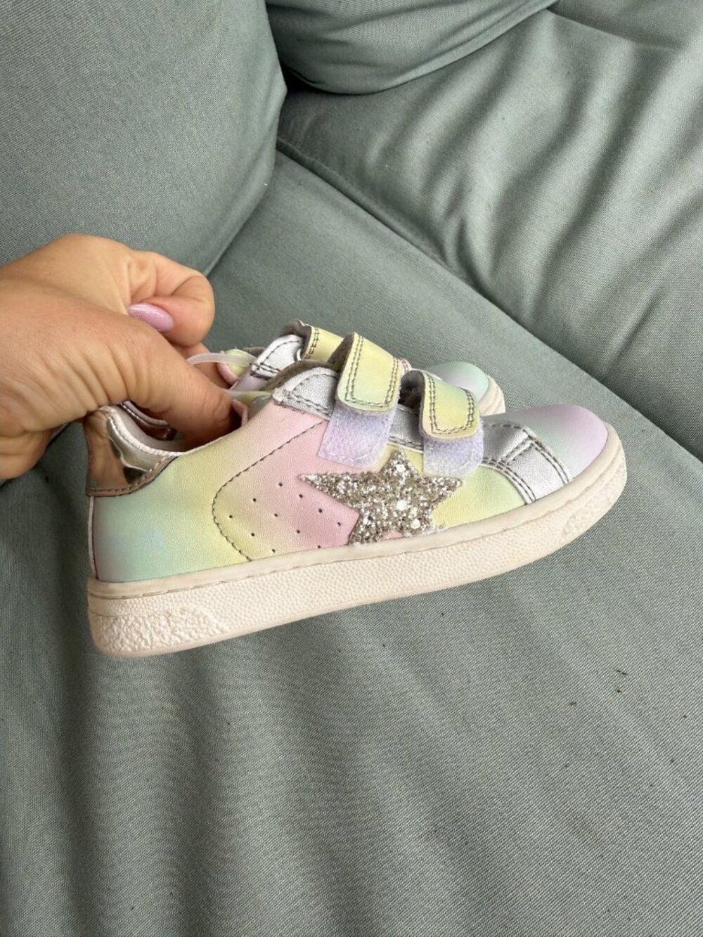Naturino Pastel Rainbow Ombre Glitter Star Sneakers Toddler size 7.5